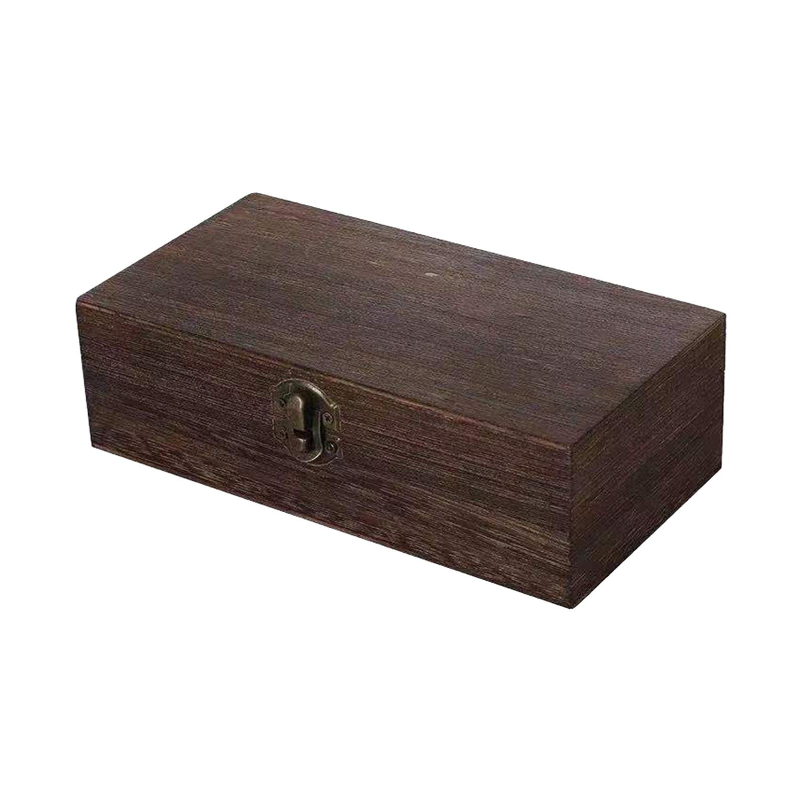 Magideal - Caja De Almacenamiento De Madera Con Tapa Con Bisagras Y Cierre Frontal, Caja De Recuerdos Pequeña, Cajas De Regalo De Madera Rústica Para Joyería, De Estilo C