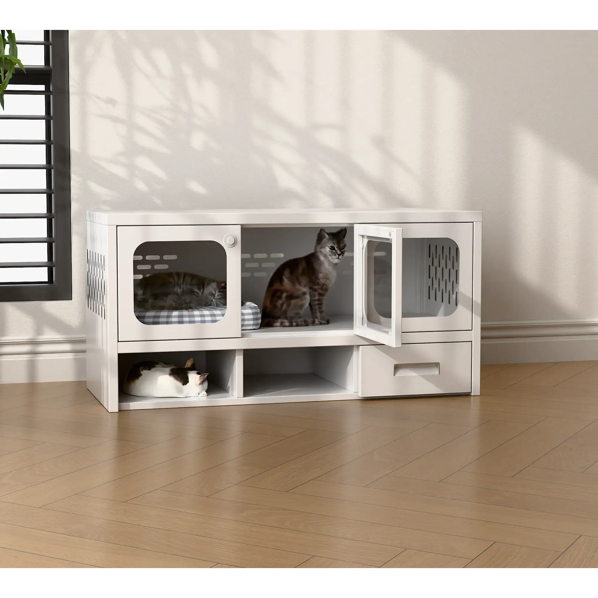 Recilock - Casa Baja Para Mascotas 3 Puertas Vitrina - Linea Pet Pc-13