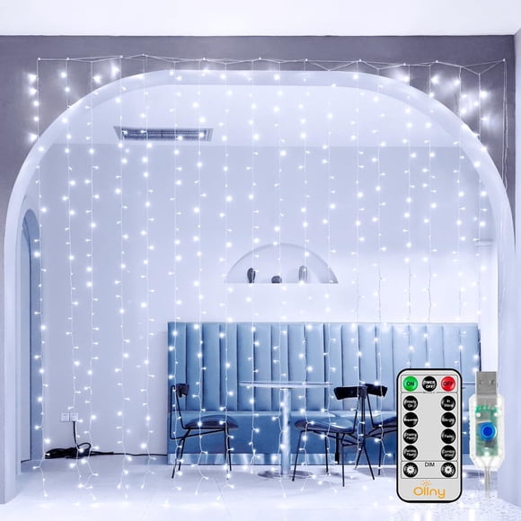 Cortina navideña Ollny 300 LED, 3 x 3 m, resistente al agua