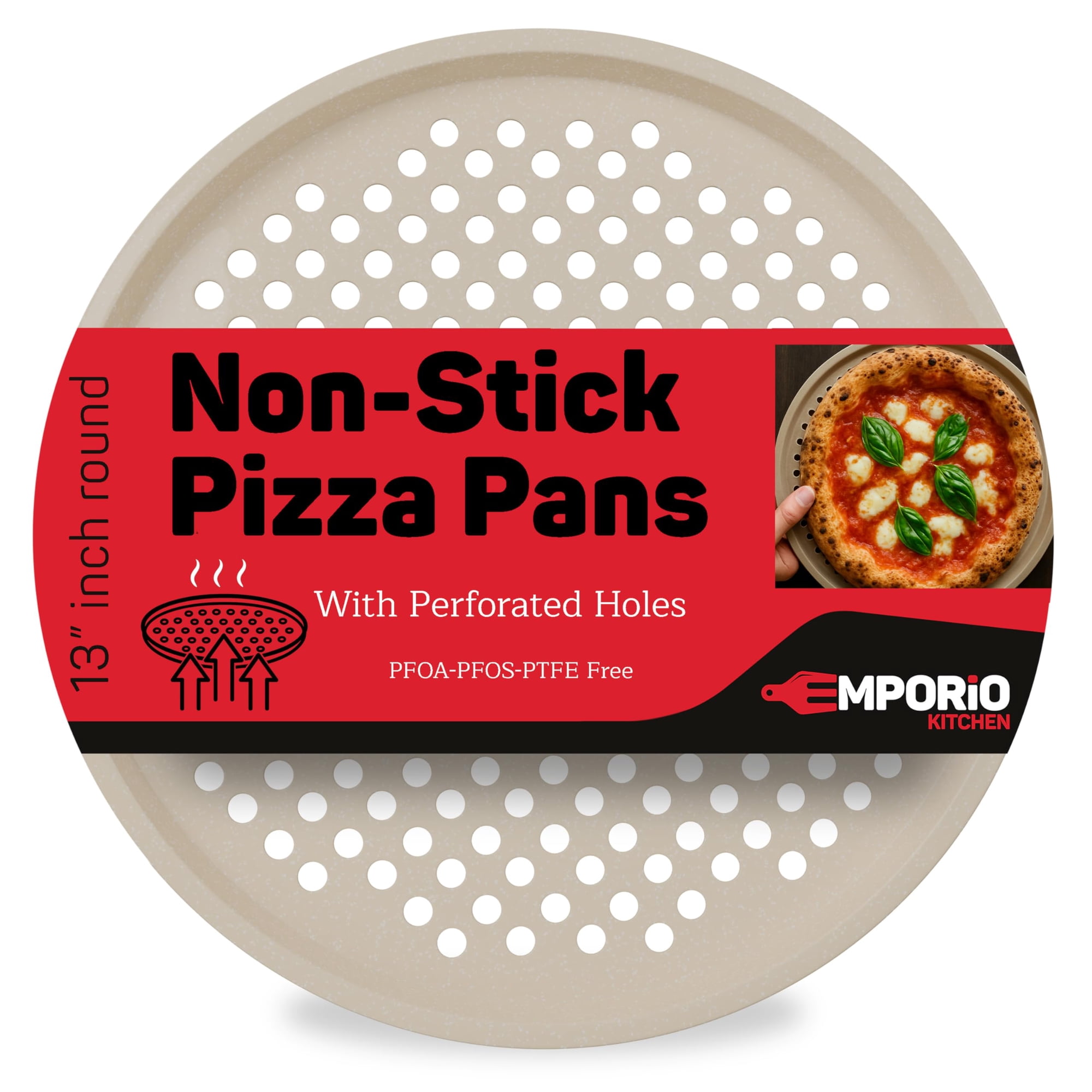 Molde Para Pizza Emporio Kitchen De 33 Cm, Antiadherente Y Perforado
