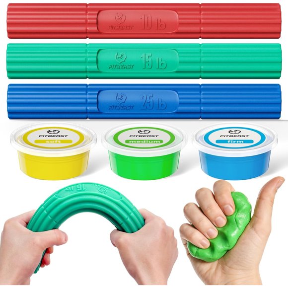 FitBeast Flex Therapy Bars and Therapy Putty Set, Hand Therapy