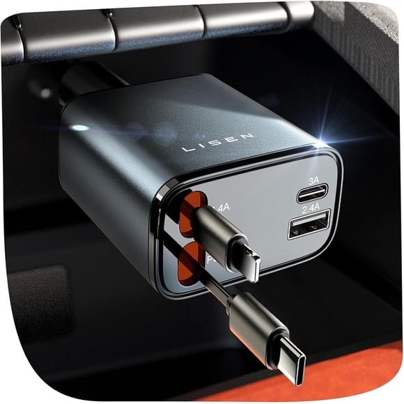 Cargador Auto Retráctil 4 En 1 69w Usb c Rápido