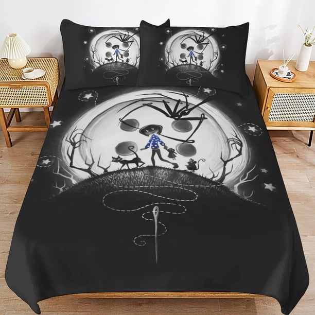 Coraline Duvet Cover Set 3 Piece Bedding Set Double Sided Printing Decorative Comforter Cover Set