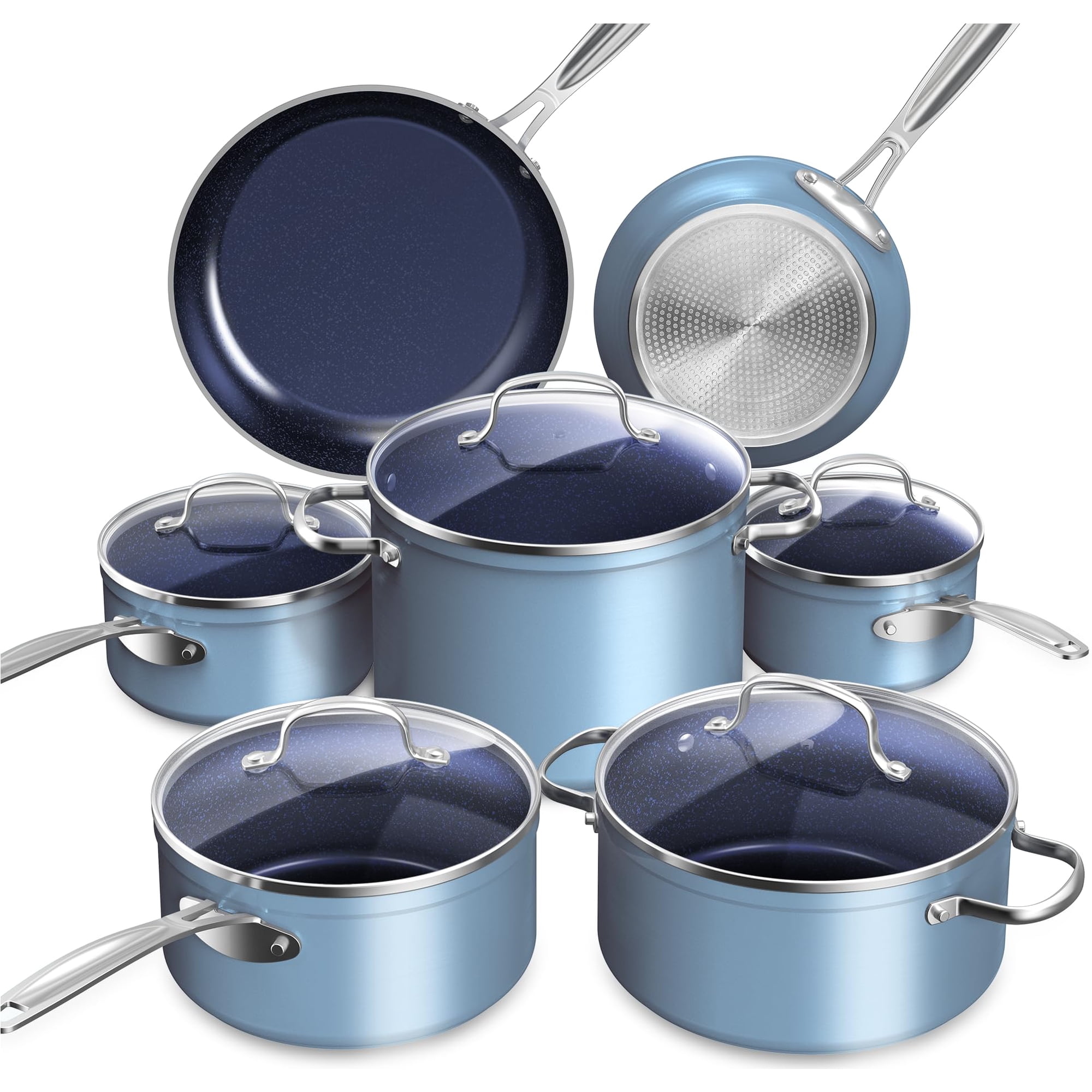 Set De Utensilios De Cocina Nuwave Healthy Duralon Blue Ceramic Antiadherente
