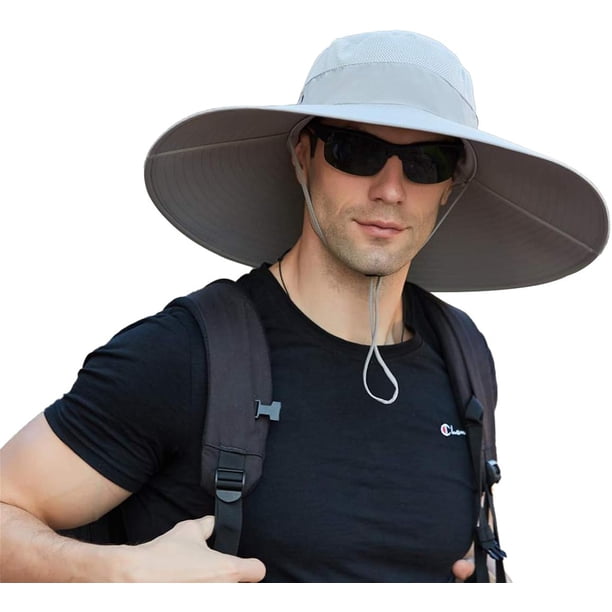 Sombrero de pescador de ala ancha con protección solar UPF50+, impermeable, para pesca, senderismo y acampada.