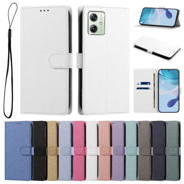Cartera para Motorola Moto G14 con Bolsillo de Tarjetas, Blanco