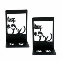 Magideal - Sujetalibros De Gato De 2 Piezas, Tapón De Libro, Soporte De Dibujos Animados Antideslizante De Metal, Soportes De Libros Para Estantes, Decoración De Estilo C