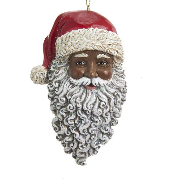 Adorno con cabeza de Papá Noel afroamericano de Kurt Adler con sombrero, 11 cm