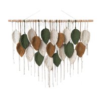 Magideal - Macramé Para Colgar En La Pared, Colgante De Borlas De Hojas, Cuerda De Algodón, Tapiz Nórdico Bohemio, Decoración Artística De Pared, Macramé Con Bor 21 Hojas