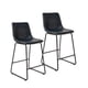 thumbnail image 1 of Pack 2 Sillas Piso Bar Taburetes Cocina Respaldo Metal Cuero Altas Burgos Negro, 1 of 8