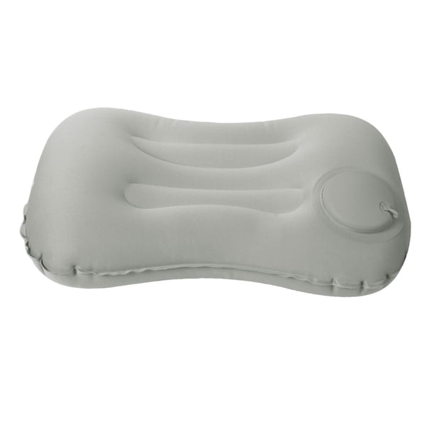Almohada de aire de tela portátil, almohada de apoyo, almohada de cama ligera, almohada inflable plegable para deportes al aire libre, siesta, Camping Gris