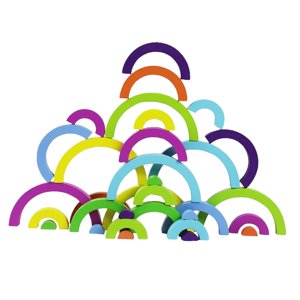 Bothyi - Bloques Apilables De Arcoíris De Madera, Tablero De Regalos De Cumpleaños Para Bebés, Niños Y Niñas