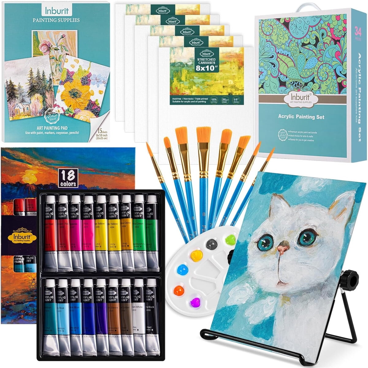 Set Pintura Acrílica Inburit 18 Colores Niños