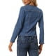 thumbnail image 3 of INSPIRE CHIC Chaqueta de Jean Elástica para Mujer de Regreso a Clases con Cuello de Solapa y Un Botón de Manga Larga para Trabajo, Azul L, 3 of 6