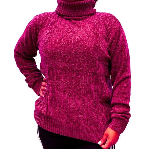 Sweater Mujer Cuello Alto Chenil Otoño Invierno Colores 611