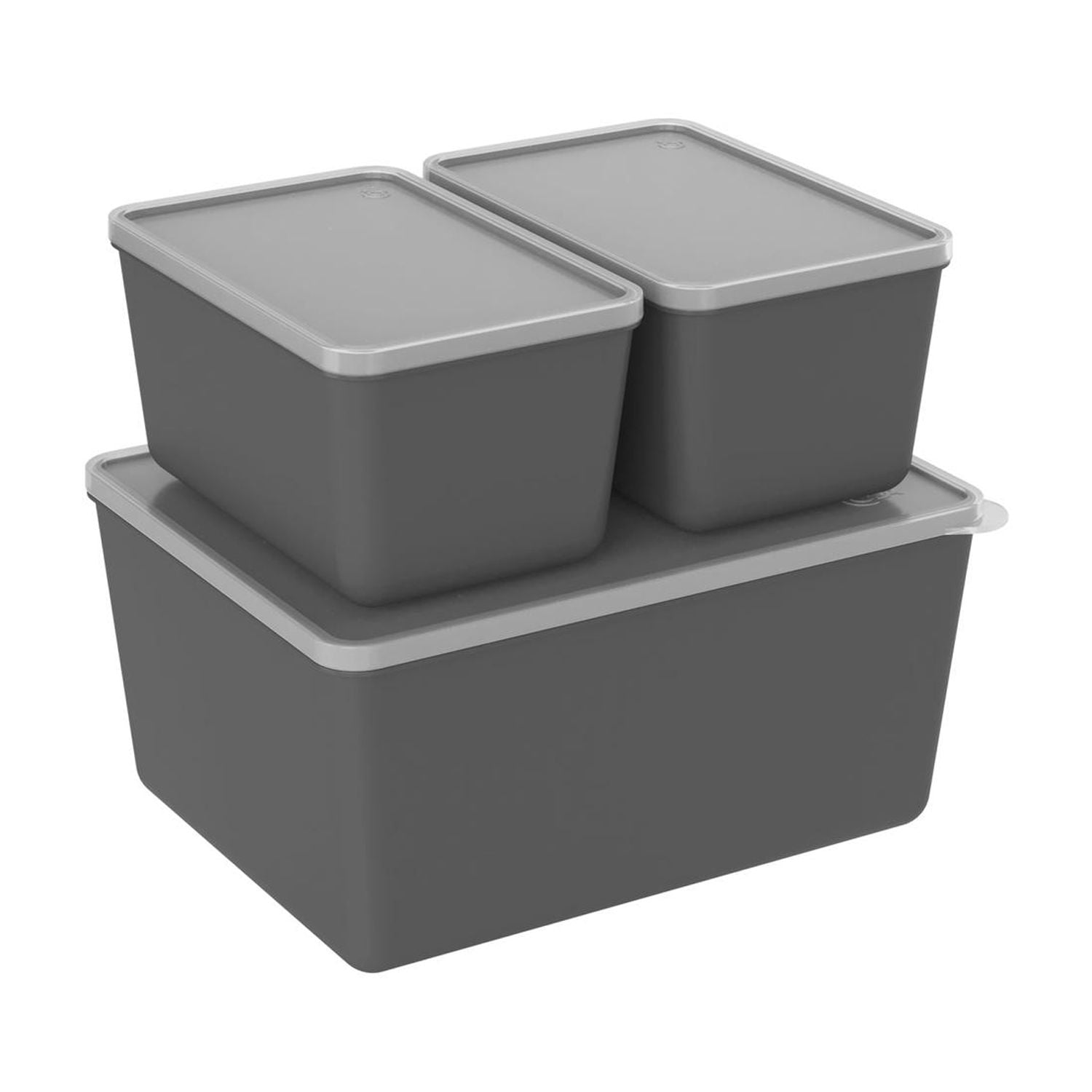Coza - Juego De Contenedores Basic Gris Grafito 3 Piezas Gris
