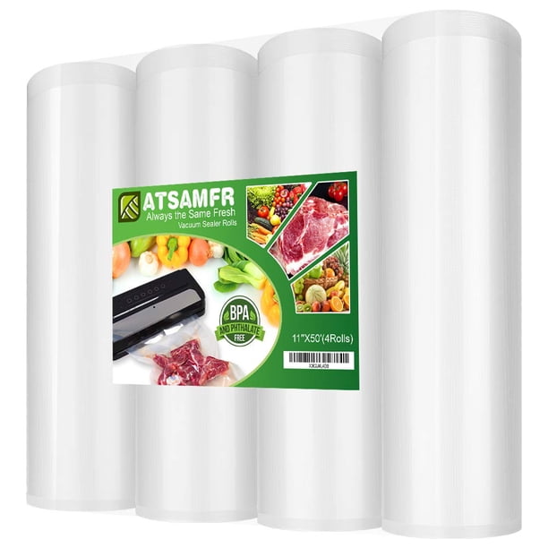 Selladora al vacío para bolsas de comida en rollo, 8 x 50 cm, paquete de 4 unidades ATSAMFR