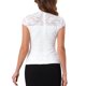 thumbnail image 3 of INSPIRE CHIC Top de Encaje para Mujer para la Noche Cuello Simulado Manga Corta Ajustado Vintage Elegante 2XL Blanco, 3 of 6