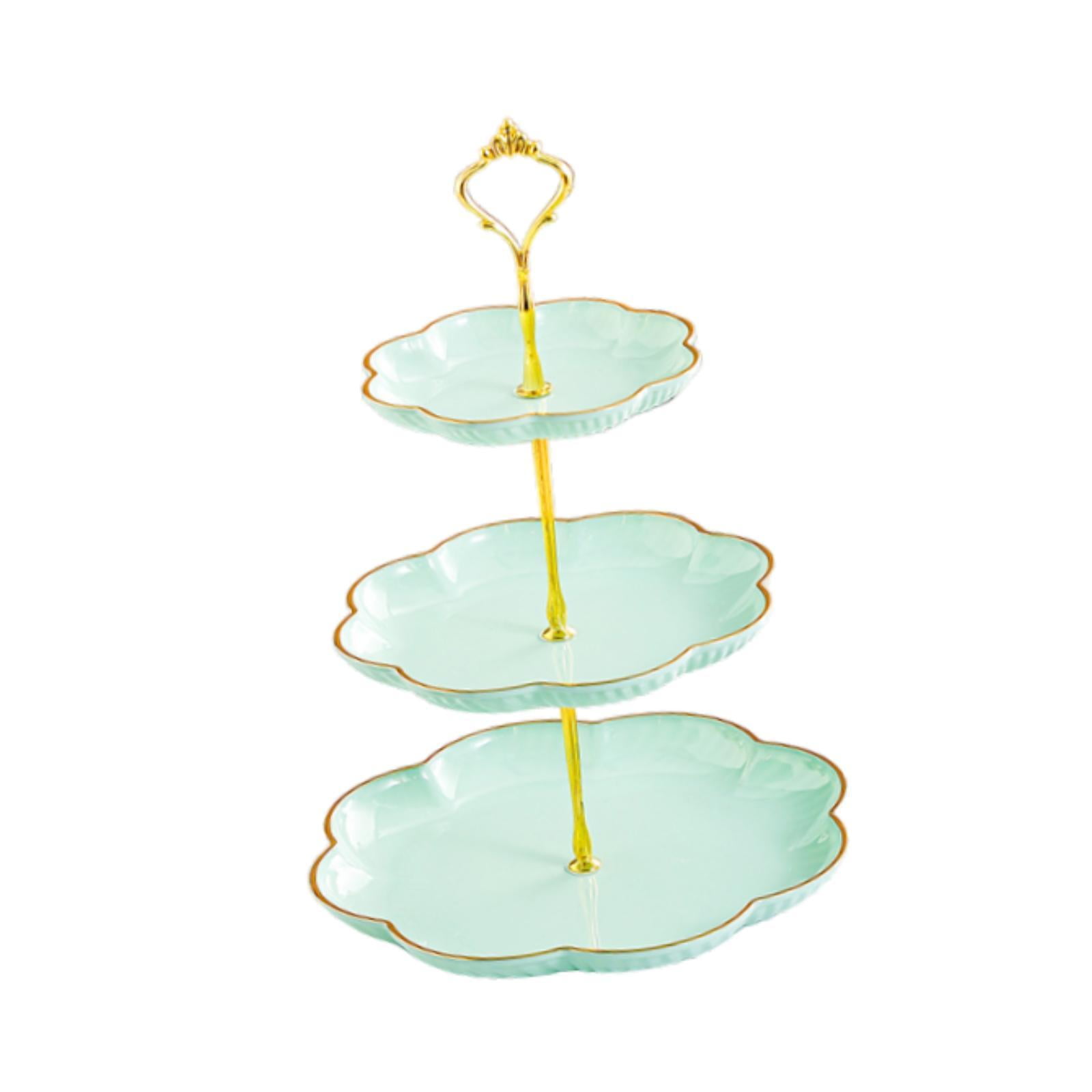 Magideal - Soporte De Exhibición Para Magdalenas De 3 Niveles, Bandeja Para Servir, Soporte De Exhibición Para Pastelería De 3 Niveles, Lujoso Soporte De Exhibic Verde