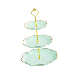 Magideal - Soporte De Exhibición Para Magdalenas De 3 Niveles, Bandeja Para Servir, Soporte De Exhibición Para Pastelería De 3 Niveles, Lujoso Soporte De Exhibic Verde