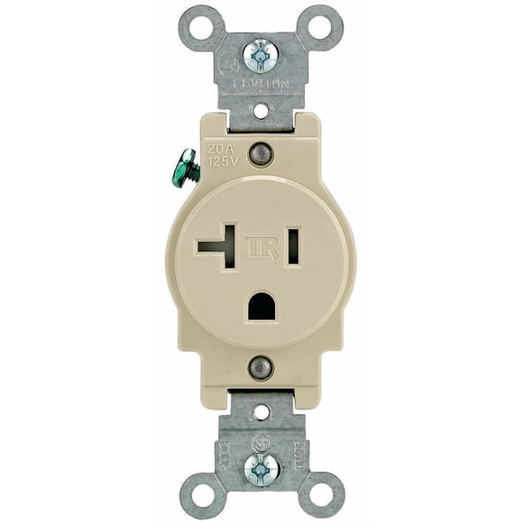 Enchufe Leviton R51-T5020-0IS de 20 A, color marfil, resistente al temple