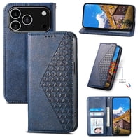 Funda Flip Foxdock Para Iphone 17 Pro , Estilo Billetera Con Diseño Rombo, Correa De Mano Y Soporte, Uso Diario