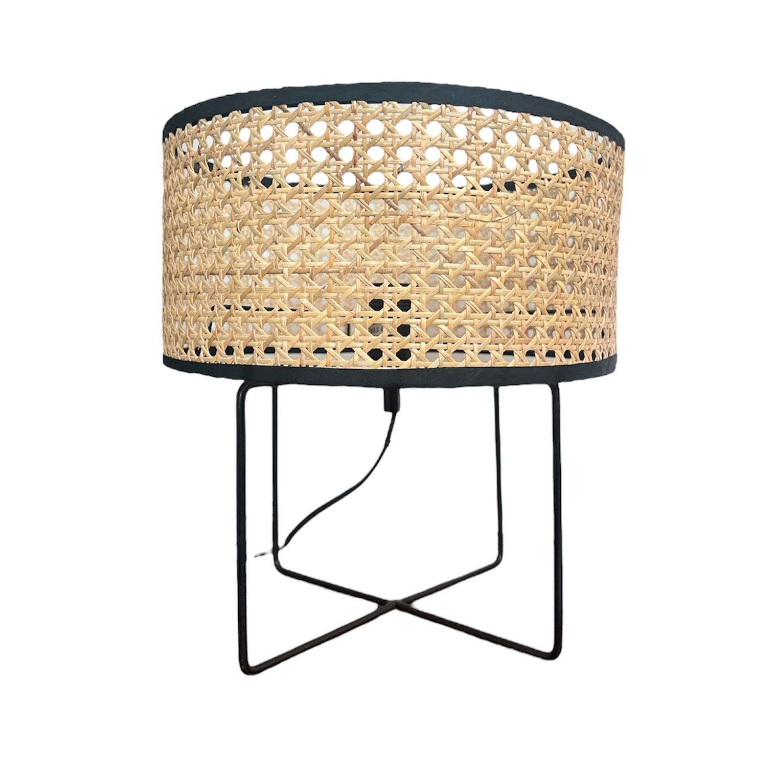 Oem - Lampara De Velador Lampara De Mesa Mimbre Base Metal