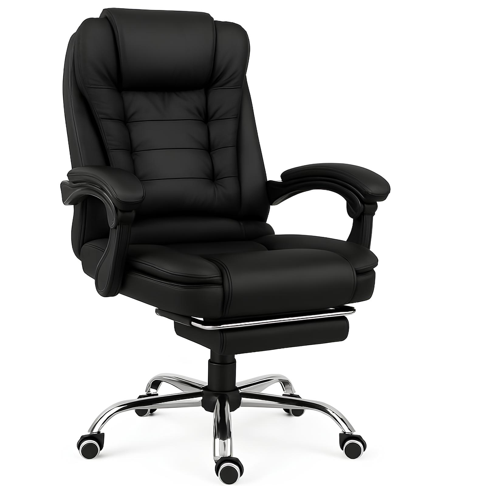 Space Home - Silla De Oficina Giovanni Egonomica Gerencial Reclinable Negro Cuero Sintético