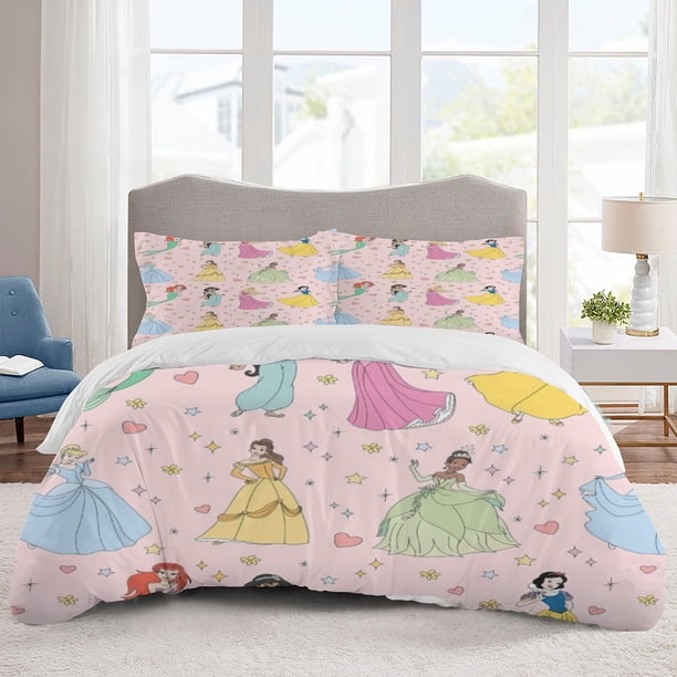 Dis-ney Princess Bedding Sets Cartoon Duvet Cover Lightweight 3 Piece Bet Sets for Kids Boys Girls