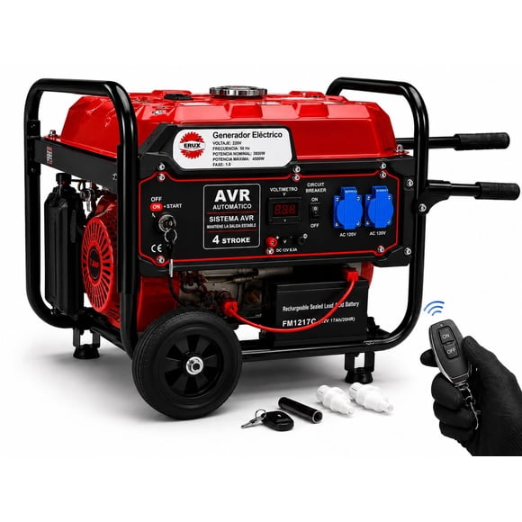 Generador 4500W ERUX a Gasolina con Arranque Eléctrico y Control Remoto – Potencia Profesional 220V