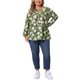 thumbnail image 2 of Agnes Orinda Conjuntos de Halloween para Mujeres Tallas Grandes Blusa con Cuello de Ojal Plisado Camisetas Florales de Manga Larga Túnica Casual 4X Verde Militar, 2 of 6