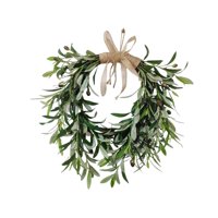 Magideal - Guarnición De Oliva Artificial Guirnalda Adornada Rústica Corona De Vegetación Falsa Para Puerta De Entrada De Verano Decoración De Ventanas De Granja 50Cmx48Cm