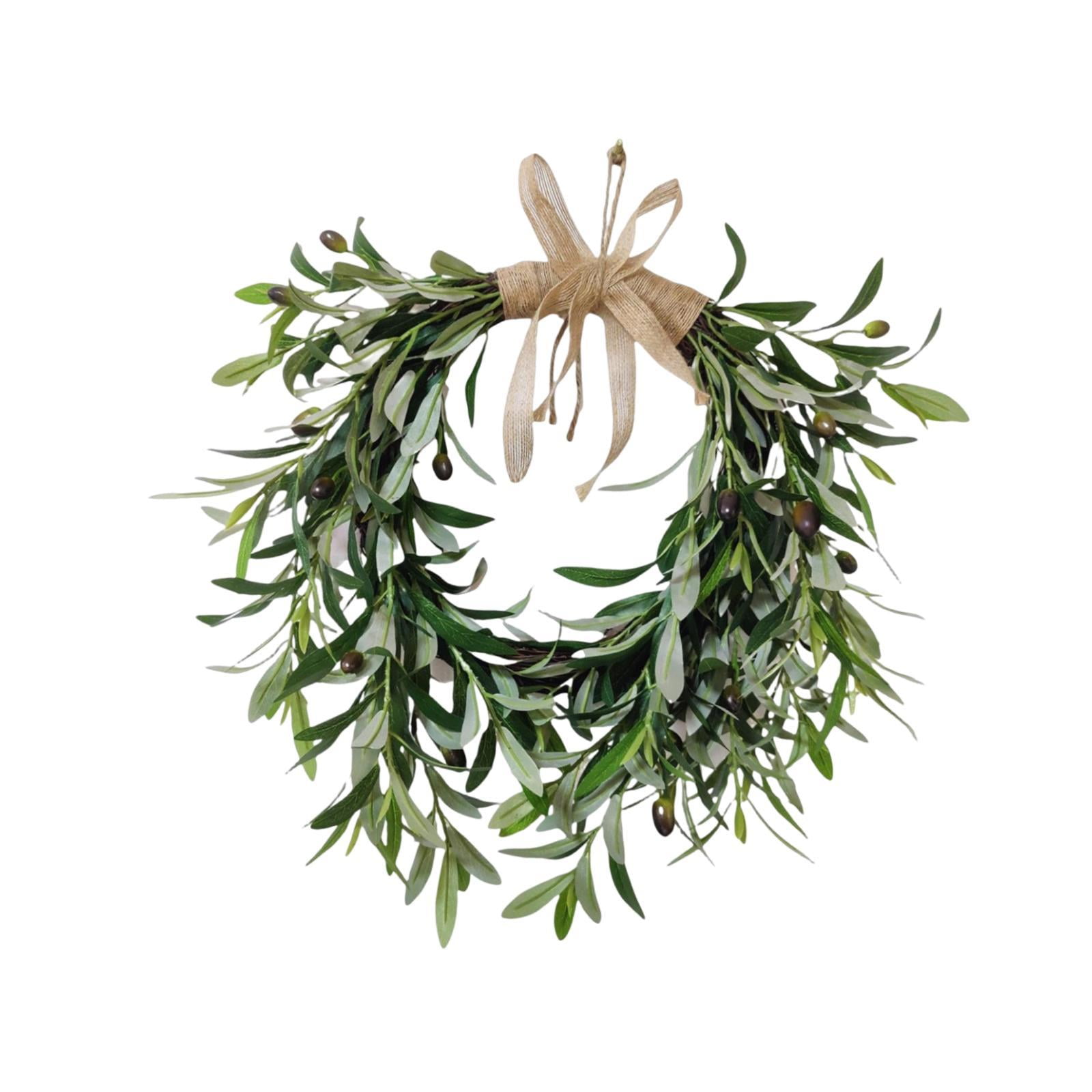 Magideal - Guarnición De Oliva Artificial Guirnalda Adornada Rústica Corona De Vegetación Falsa Para Puerta De Entrada De Verano Decoración De Ventanas De Granja 50cmx48cm