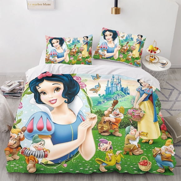 Snow White And The Seven Dwarfs Home 100% Polyester 3-Piece Set 1 Duvet Quilt Cover 3D Children'S Bedding Anime