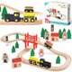 thumbnail image 1 of Set de tren Tiny Land de madera, 39 unidades, para niños pequeños con rieles, 1 of 7