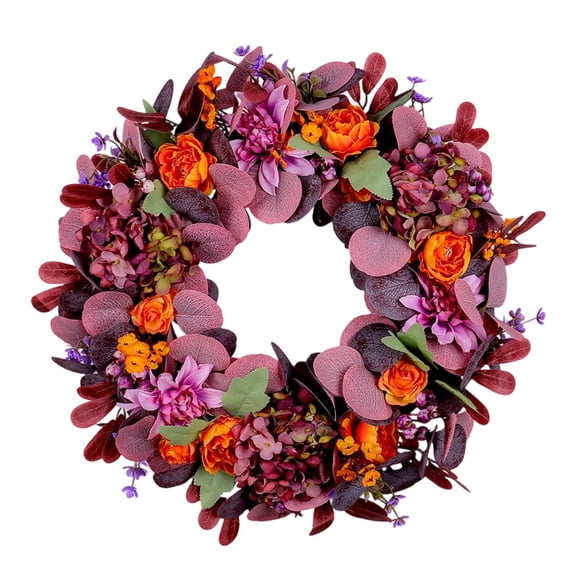 Corona De Otoño De 45 Cm Para Colgar En La Pared, Flores Artificiales Para Patio O Exterior.