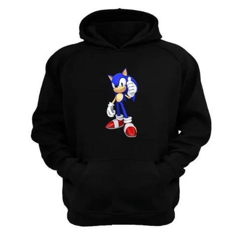 Genérico - Polerón Canguro Niño Sonic Negro Talla 4 Unisex
