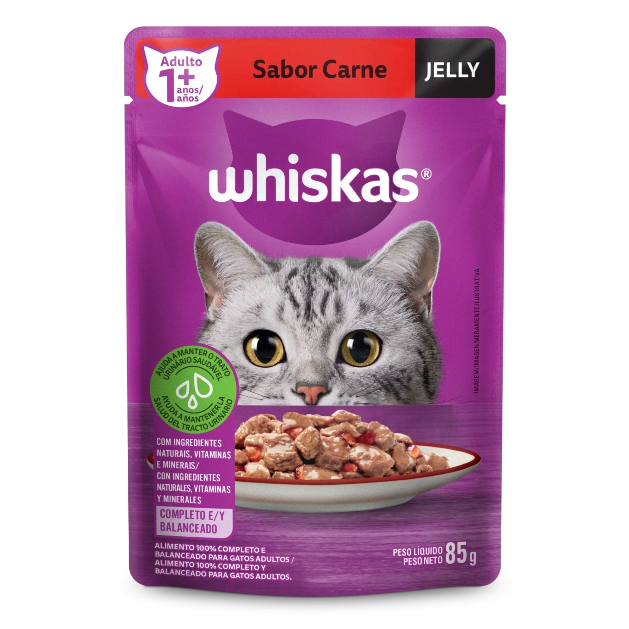 Alimento Húmedo Gato Adulto Jelly Sabor Carne Pouch 85 g Whiskas