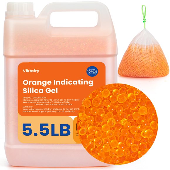 Bolsas desecantes de gel de sílice Viktairy de 2,5 kg, reutilizables, 10 unidades