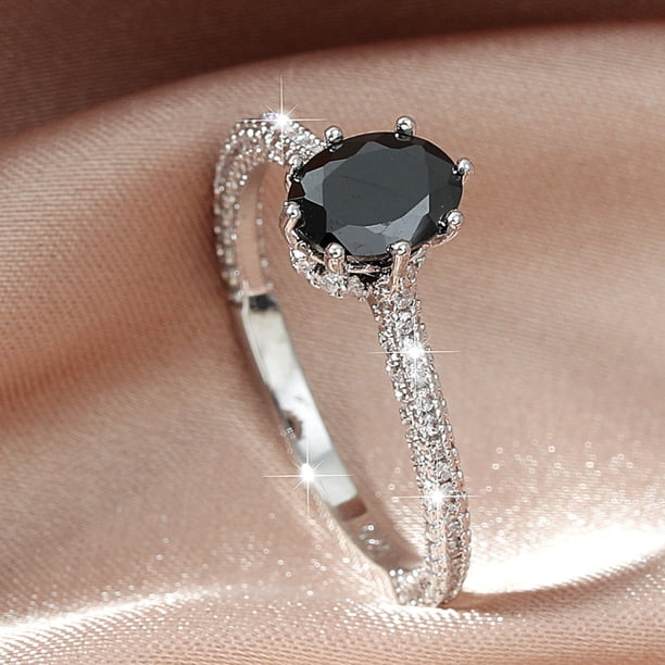 Elegant Black Zircon Wedding Ring for Women - Perfect for Engagement and Bridal Jewelry