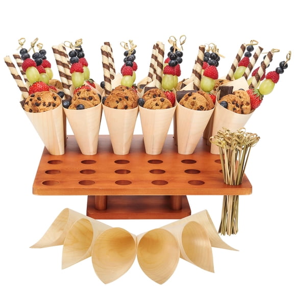 Soporte para conos de helado, relajante, de madera para jardín, con 100 conos