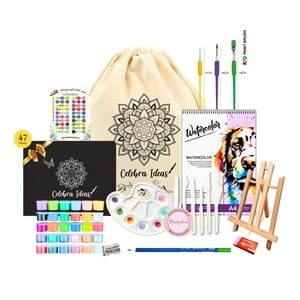 Celebra Ideas - Set Kit De Arte Témperas 30 Colores Metal Pastel Flúor Purpurina Clásicas