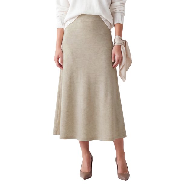 INSPIRE CHIC Falda de Punto de Cola de Sirena para Mujer Cintura Alta Elástica Elegante Cálida de Invierno Casual Oficina Salir Faldas Maxi de Suéter Grande Albaricoque