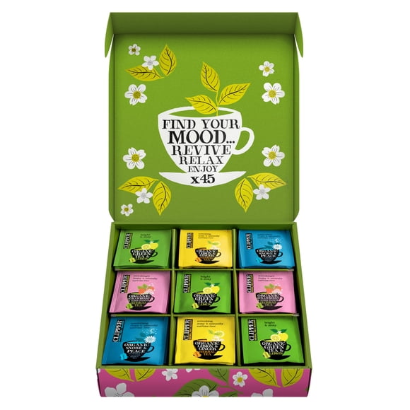 Muestra de té orgánico de hierbas y té verde Clipper Tea, 45 bolsitas