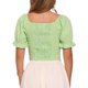 thumbnail image 3 of INSPIRE CHIC Top Corto Fruncido para Mujer con Mangas Abullonadas Estilo Campesino Cuadros Vichy S Verde, 3 of 6