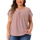 thumbnail image 1 of Agnes Orinda Blusas Casuales con Pliegues y Mangas de Pétalo para Mujer de Talla Grande, Cuello Redondo con Abertura, 4X Rosa, 1 of 6