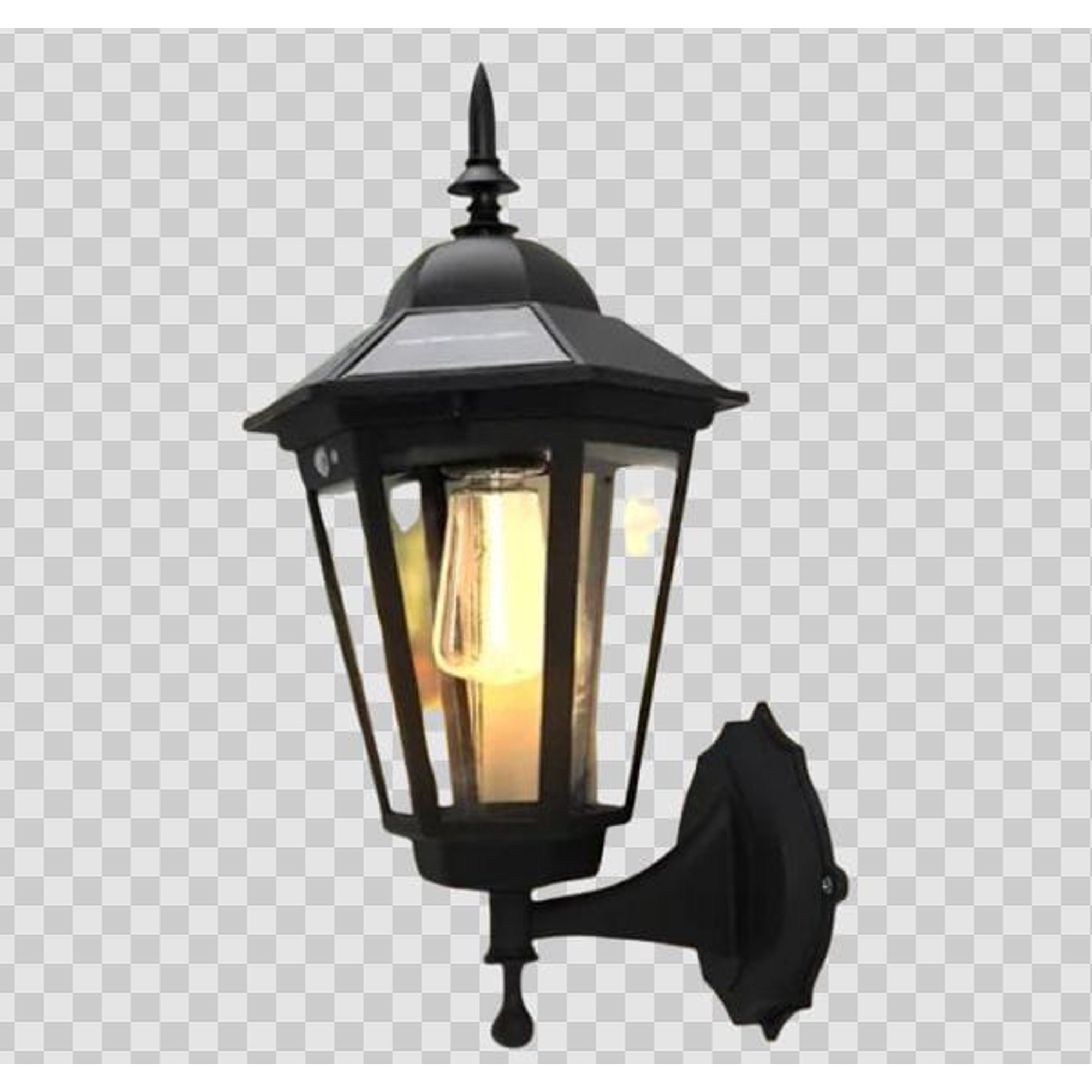 Casa Pagoda - Farol Solar Pared Retro Luz Cálida Para Exterior Color Negro