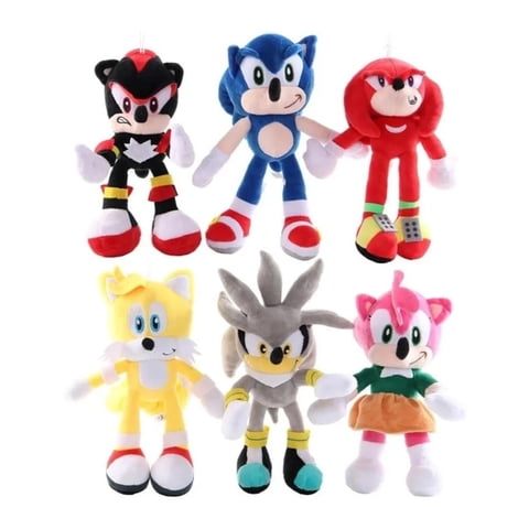 Total E-Commerce - Juguete Pack 6 Peluche Sonic Y Sus Amigos 28Cm Infantil