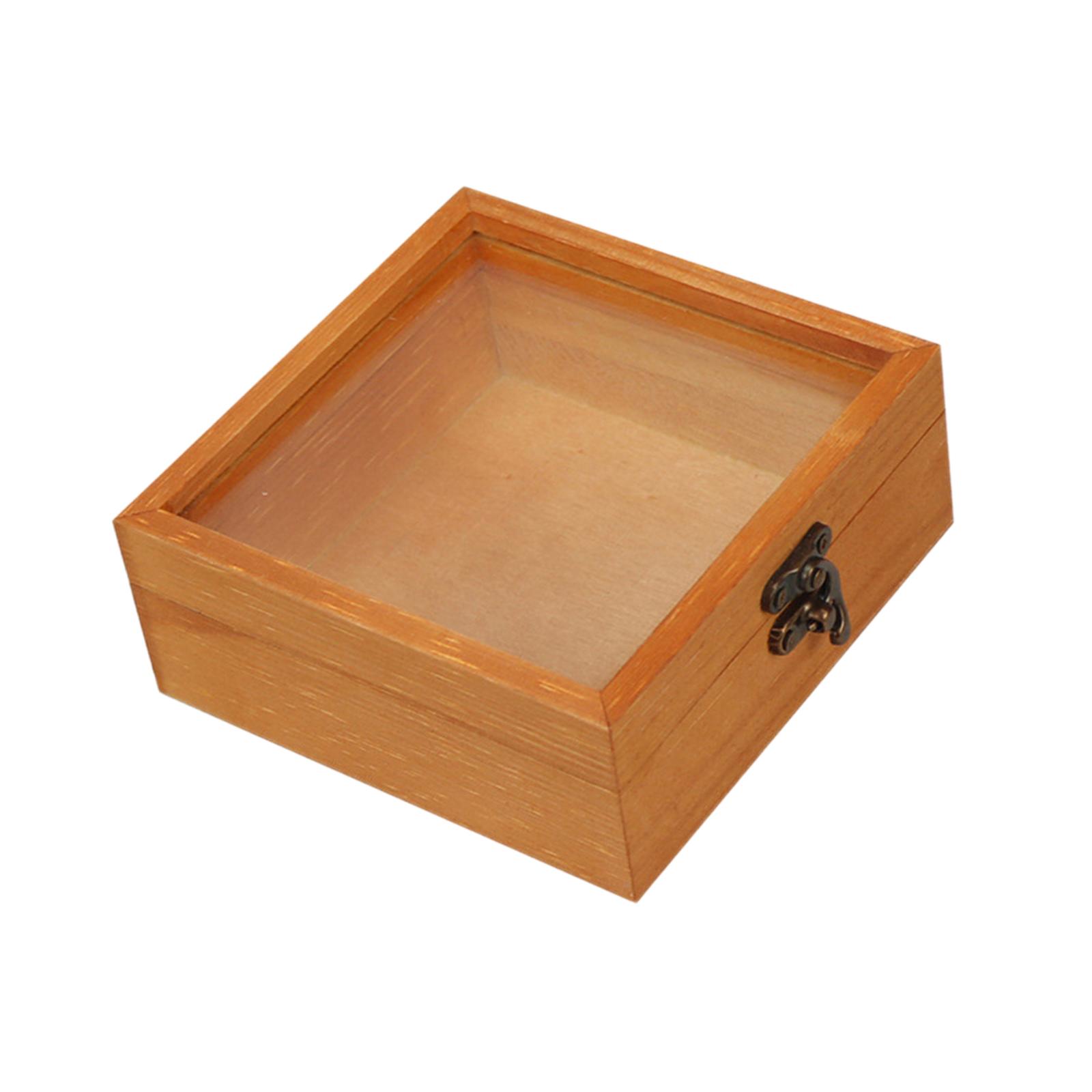 Magideal - Caja De Almacenamiento De Madera, Caja De Flores, Organizador Rústico, Caja De Dulces, Caja De Madera, Caja De Recuerdo Para Boda, Joyería, Regalo Par Tapa De Cristal 12X12X5Cm