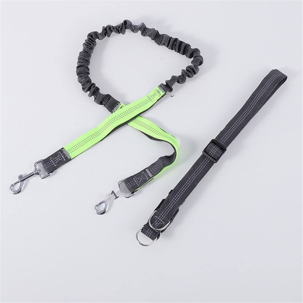 Xusx111 - Correa De Cintura Manos Libres Para Perros Caminando, Corriendo Y Senderismo, Cinturón Ajustable Con Doble Mango, Diseño Reflectante De Bungee Para Perros Grandes Y Medianos (verde 2,5 Cm *